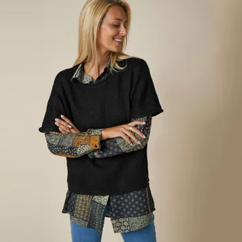 Dámský svetr Blancheporte Pulovr s rukávy k loktům černá 54