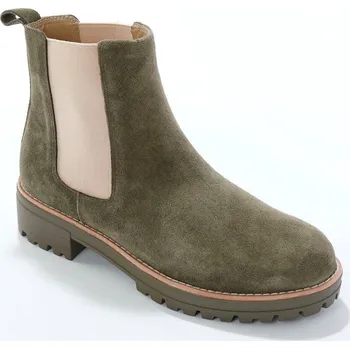 Dámské tenisky Kožené semišové boty chelsea s bočními pruženkami khaki 39