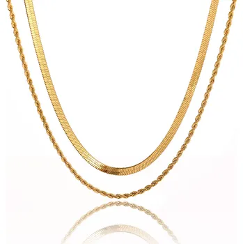 Náhrdelník ELENYS Duo – pozlacený náhrdelník 18K žluté zlato Délka náhrdelníku: 40 a 44 cm (+ 5 cm prodloužení)