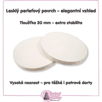 Luxusní dortová podložka – lesklá perleťová, průměr 35 cm, tloušťka 20 mm