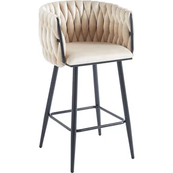 Barová židle Hoker velvet béžový černý rám H7-FX