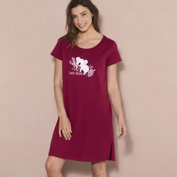 Dámská noční košile Blancheporte Krátká noční košile s krátkými rukávy a potiskem medvídka koaly třešňová 50