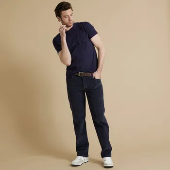 Dámské kalhoty Manšestrové kalhoty s 5 kapsami a pružným pasem na bocích modrošedá 54