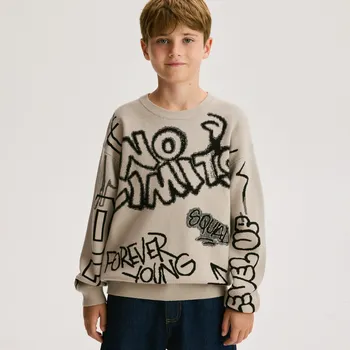 Chlapecká mikina Reserved - Svetr s viskózou - béžová - 830BE-08X - 830BE-08X-128