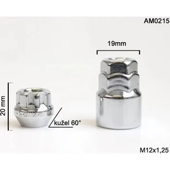 Matice na kolo BLOCKY Bezpečnostní matice M-BLOCKY M12x1,25 otevřená; kužel, klíč 19/21
