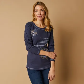 Tričko s dlouhými rukávy a potiskem námořnická modrá 54