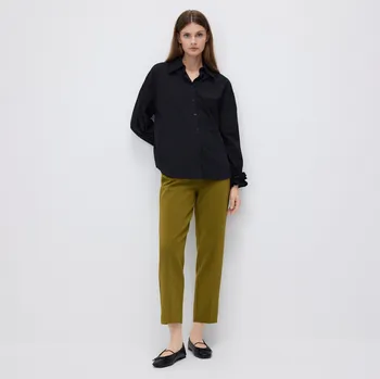 Reserved - Cigaretové kalhoty s puky - zelená - 8414B-87X - 8414B-87X-42