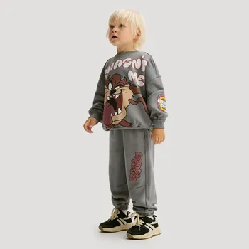 Chlapecká mikina Reserved - Looney Tunes bavlněná souprava - tmavě šedá - 151FI-90X - 151FI-90X-86