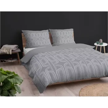 Povlečení Flanelové povlečení - šedé s geometrickým vzorem 2 části: 1 ks 140x200 + 1 ks 70x80