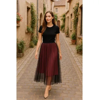 Dámská sukně Sukně tylová proužky - tmavě růžová