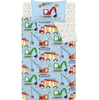 Povlečení Modré dětské povlečení do postýlky 120x150 cm Digger Dreams – Catherine Lansfield ID_1747664
