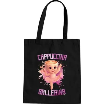 Žertovný předmět Cappuccina Ballerina Baby - Italian Brainrot - balerína šálek - taška s potiskem- Tričkový.cz
