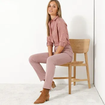 Dámské kalhoty Tvarující rovné kalhoty s 5 kapsami pralinková 38