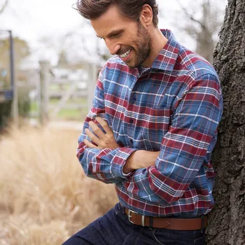 Dámská košile Extra dlouhá flanelová košile s kostkovaným vzorem bordó 43/44