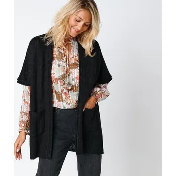 Dámský svetr Dlouhý kardigan s rukávy k loktům černá 34/36