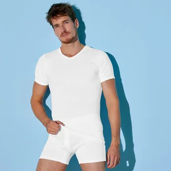 Pánská móda Sada 6 bílých spodních triček s výstřihem do V bílá 141/148 (6XL)