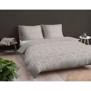 Povlečení Flanelové ložní povlečení - béžové s geometrickým vzorem 3 časti: 1ks 220x200 + 2ks 70x80