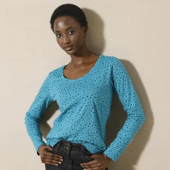 Tričko s puntíkatým potiskem z bio bavlny petrolejová 38/40