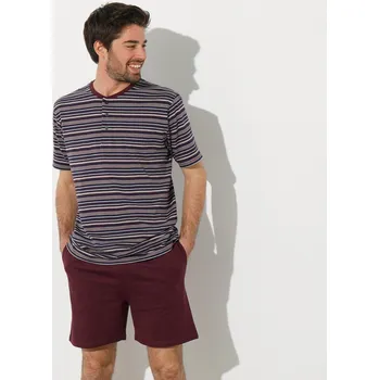 Pánské kraťasy Pruhované pyžamo se šortkami a výstřihem na knoflíčky bordó 107/116 (XL)