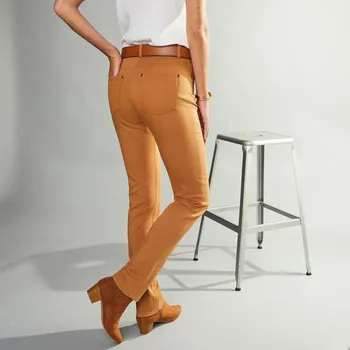 Dámské kalhoty Úzké jednobarevné dlouhé kalhoty oříšková 40