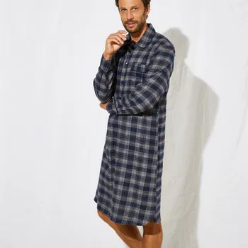 Dámská noční košile Blancheporte Noční flanelová košile s potiskem kostky šedá XXL