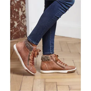 Dámské tenisky Kotníkové tenisky s pleteným lemem kaštanová 41