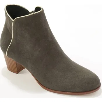 Dámská zimní obuv Kožená kotníková obuv se zlatavou lemovkou šedá 41