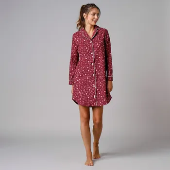 Dámské noční prádlo Blancheporte Flanelová noční košile s potiskem srdíček třešňová 42/44