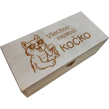 Dárková krabička Wood engraved Dřevěná krabička všechno nejlepší kočko Velikost krabičky: Krabička dlouhá