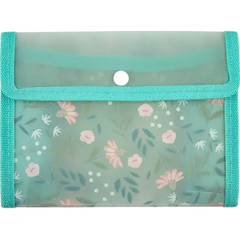 Set školních potřeb Pouzdro na dokumenty A6 - Zelené květiny