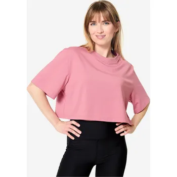 Dámské tričko DOMYOS Dámské tričko crop top XL FIALOVÁ