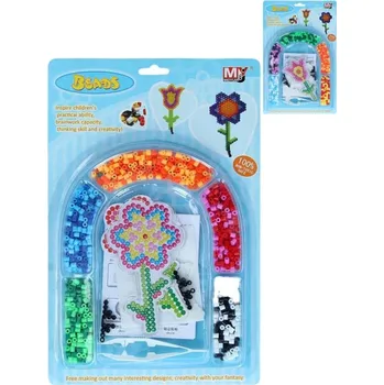 Dětské navlékací korálky Zažehlovací korálky kytička holčičí kreativní sada 2 druhy