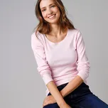 Sada 2 triček s dlouhými rukávy, z bavlny s jemným žebrováním růžová 42/44