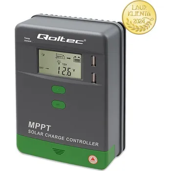 *Qoltec 53663 Solární regulátor nabíjení Qoltec MPPT s teplotním senzorem 40A | 12V / 24V | LCD | 2 x USB | Bluetooth | Aplikace | GEL | LiFePO4 (Pokročilý regulátor nabíjení pro fotovoltaické systémy, který zajišťuje maximální účinnost nabíjení baterií)
