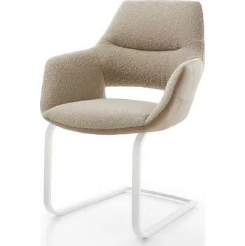 Jídelní židle DELIFE Jídelní židle Yago-Flex s područkami mix materiálů tmavě béžová plochá jídelní židle bílá taštičkové pružiny