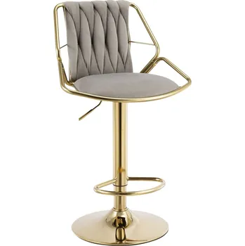 Barová židle Barová židle velvet šedá zlatý rám H5-FXJG