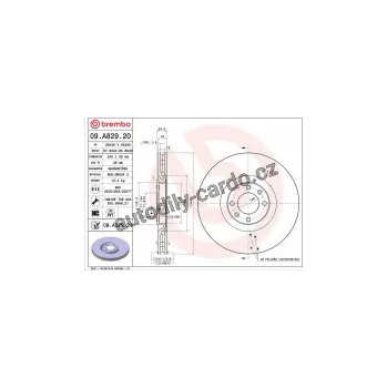 Brzdový kotouč Brzdový kotouč BREMBO 09.A829.20 - CITROËN, DS, PEUGEOT