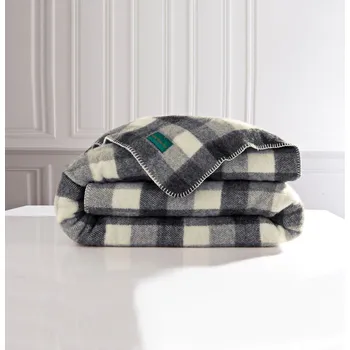 přikrývka Blancheporte Vlněná deka Ourson, francouzská výroba kostka šedá 150x220 cm