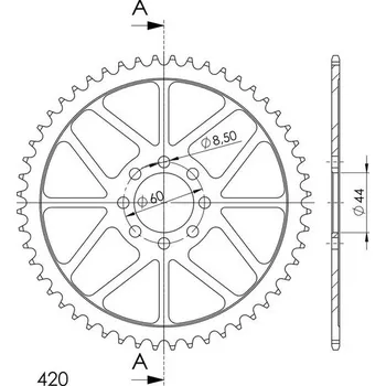 Řetězová sada pro motocykl SUPERSPROX Řetězová rozeta SUPERSPROX RFE-1832:52-BLK černý 52 zubů, 420