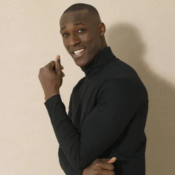 Pánské tričko Tričko s rolákem a dlouhými rukávy černá 147/156 (5XL)