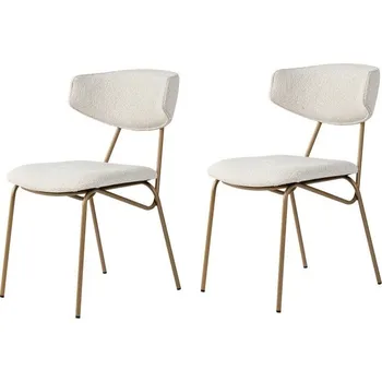 Jídelní židle Sada jídelních židlí Nancy White and Gold, 2 ks, bílá