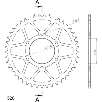 Řetězová sada pro motocykl SUPERSPROX Řetězová rozeta SUPERSPROX RFE-22:45-BLK černý 45 zubů, 520