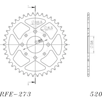 Řetězová sada pro motocykl SUPERSPROX Řetězová rozeta SUPERSPROX RFE-273:45-BLK černý 45 zubů, 520