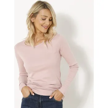 Dámské tričko Jednobarevné tričko s dlouhými rukávy, z bio bavlny šedorůžová 50