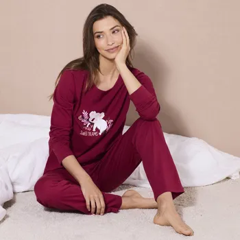 Dámské pyžamo Pyžamo s dlouhými rukávy a potiskem medvídka koaly třešňová 52