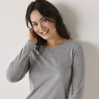 Termo tričko Thermoperle s kulatým výstřihem a dlouhými rukávy šedý melír 52