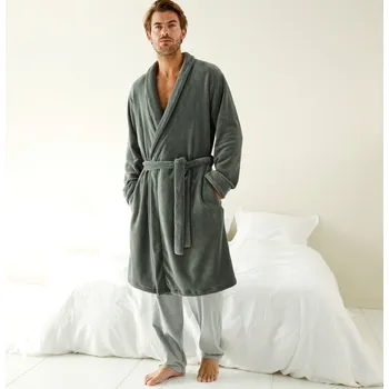 Pánský župan Blancheporte Fleecový župan plyšový na dotek antracitová 127/136 (3XL)