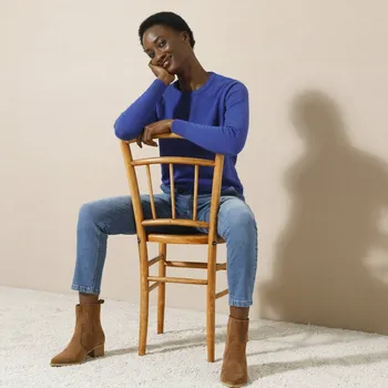 Dámský svetr Blancheporte Pulovr s kulatým výstřihem, jehněčí vlna tmavě modrá 52