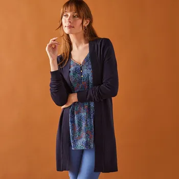 Dámský svetr Dlouhý kardigan bez zapínání námořnická modrá 34/36