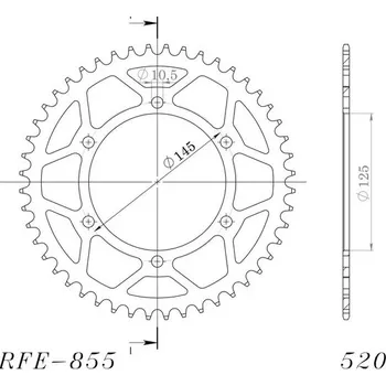 Řetězová sada pro motocykl SUPERSPROX Řetězová rozeta SUPERSPROX RFE-855:45-BLK černý 45 zubů, 520
